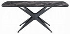 Acme DN03045-47-7PC 7 pc Darcy black metal frame black marble look tempered glass top modern dining table set