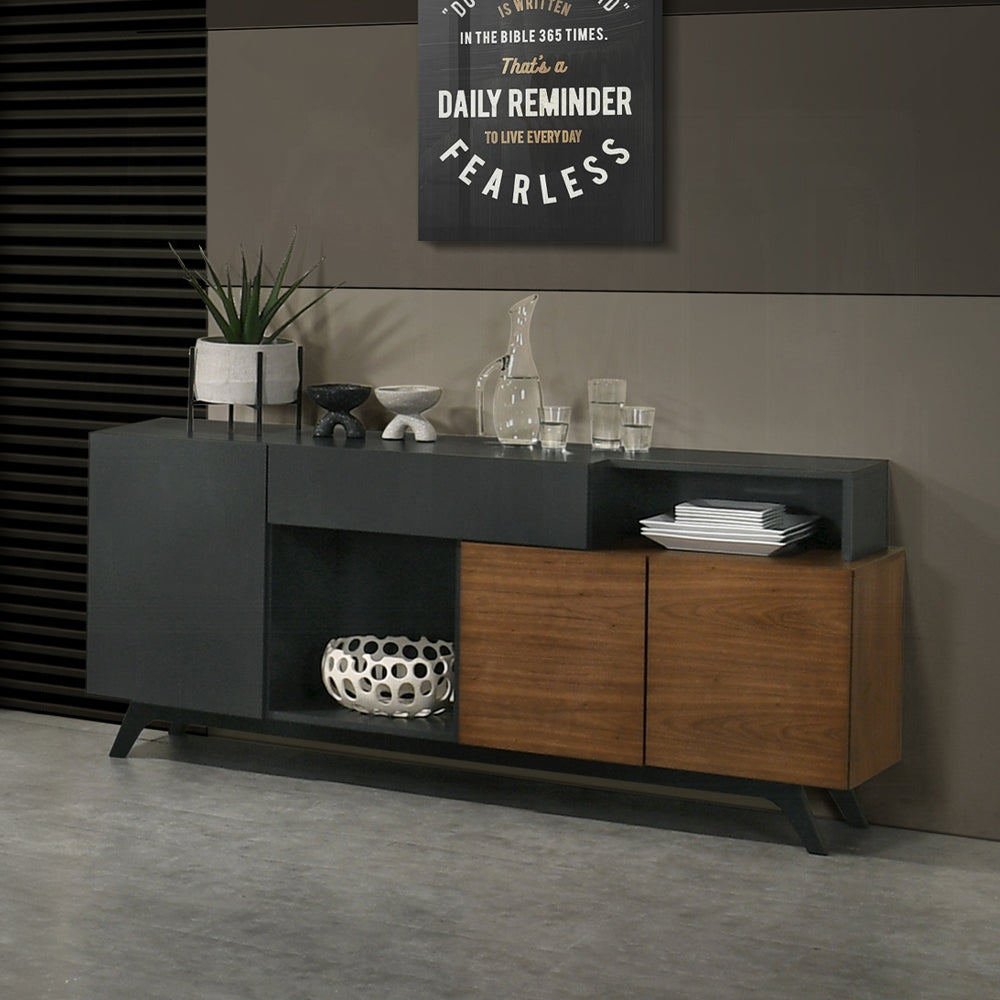 Acme DN03078 Destin walnut finish wood two tone mid-century modern dining buffet server sideboard cabinet