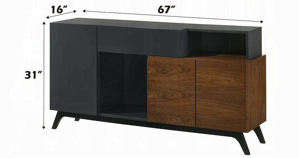 Acme DN03078 Destin walnut finish wood two tone mid-century modern dining buffet server sideboard cabinet