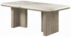 Acme DN03085-7PC 7 pc Charity grey oak finish wood rounded edge white marble top dining table set