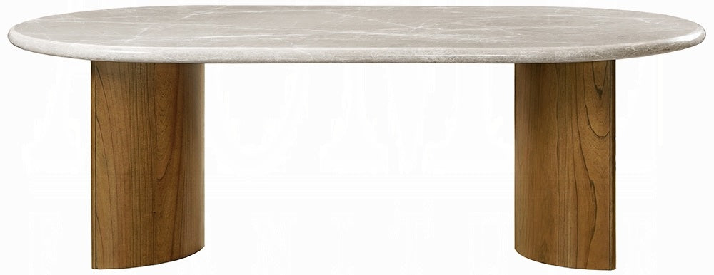 Acme DN03095-7PC 7 pc Darcy dark walnut finish wood rounded edge natural marble top dining table set