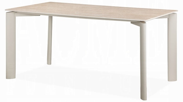 Acme DN03105-7PC 7 pc Ingram light grey finish wood sintered stone top dining table set