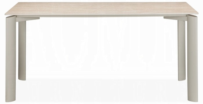 Acme DN03105-7PC 7 pc Ingram light grey finish wood sintered stone top dining table set