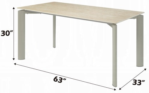 Acme DN03105-7PC 7 pc Ingram light grey finish wood sintered stone top dining table set