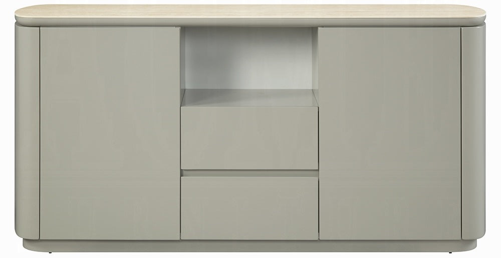 Acme DN03108 Ingram light grey finish wood sintered stone top dining buffet server sideboard cabinet
