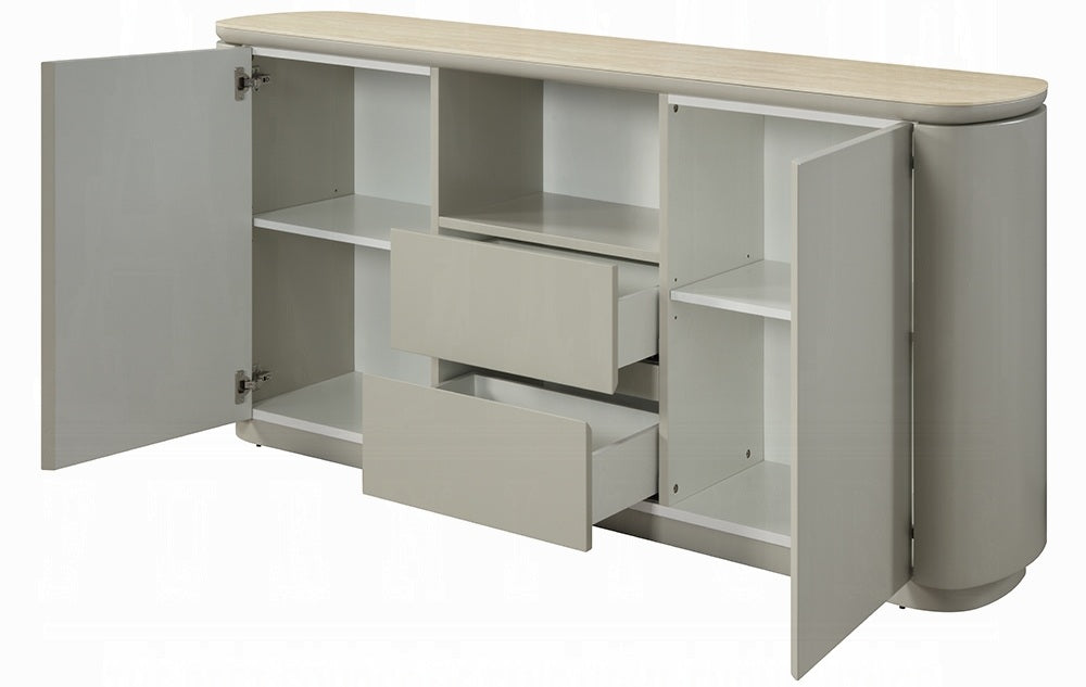 Acme DN03108 Ingram light grey finish wood sintered stone top dining buffet server sideboard cabinet