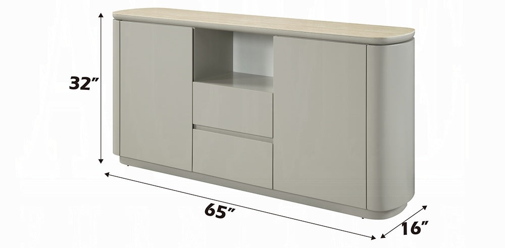 Acme DN03108 Ingram light grey finish wood sintered stone top dining buffet server sideboard cabinet