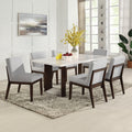 Acme DN03195-7PC 7 pc Edwyn brown finish wood and white marble top dining table set