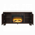 Acme DN03199 Edwyn rustic espresso finish wood marble top fireplace buffet server sideboard cabinet