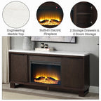 Acme DN03199 Edwyn rustic espresso finish wood marble top fireplace buffet server sideboard cabinet