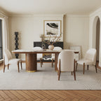 Acme DN03305-7PC 7 pc Willene walnut finish wood ribbed pedestals ceramic marble top mid century dining table set
