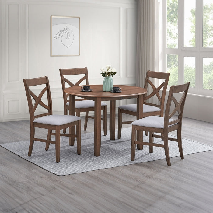Acme DN03340-5PC 5 pc Ferris brown finish wood 42" round dining table set
