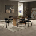 Acme DN03465-7PC-BK 7 pc Jaramillo natural finish wood base marble top modern dining table set gold accent trim