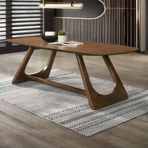 Acme DN03485-7PC 7 pc hoyte walnut finish wood mid-century modern dining table set