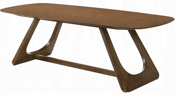 Acme DN03485-7PC 7 pc hoyte walnut finish wood mid-century modern dining table set