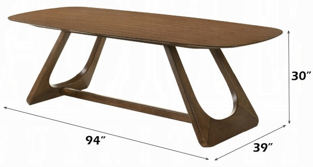 Acme DN03485-7PC 7 pc hoyte walnut finish wood mid-century modern dining table set