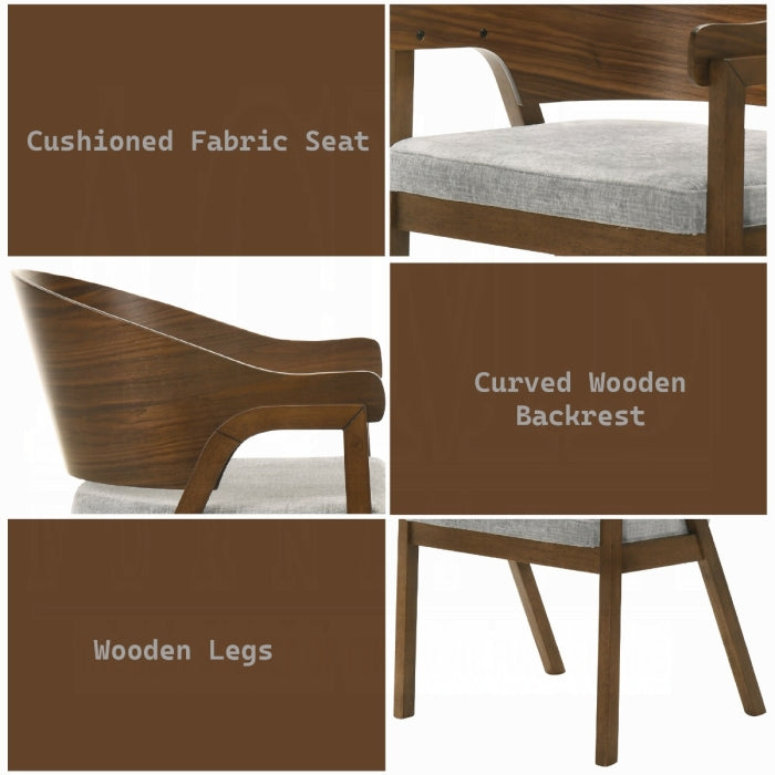 Acme DN03485-7PC 7 pc hoyte walnut finish wood mid-century modern dining table set