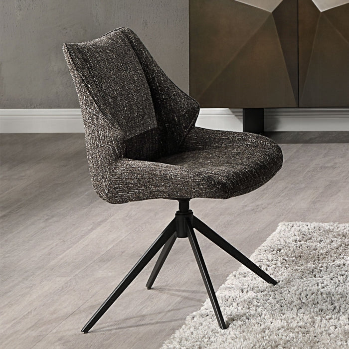 Acme DN03595-7PC 7 pc Malika golden copper finish rounded edge brown ceramic marble top dining table set