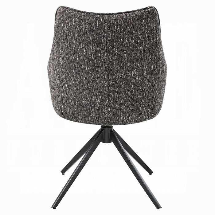 Acme DN03595-7PC 7 pc Malika golden copper finish rounded edge brown ceramic marble top dining table set