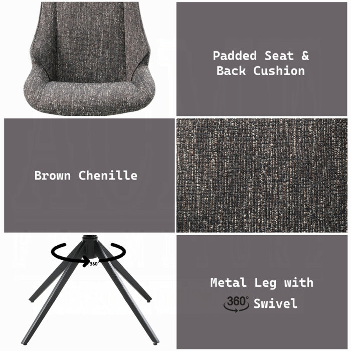 Acme DN03595-7PC 7 pc Malika golden copper finish rounded edge brown ceramic marble top dining table set