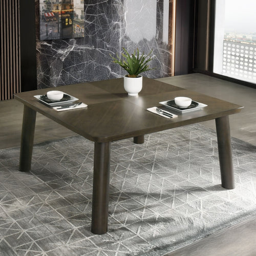 Acme DN03655-9PC 9 pc Mallin walnut finish wood 59" square mid-century modern dining table set