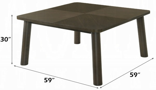 Acme DN03655-9PC 9 pc Mallin walnut finish wood 59" square mid-century modern dining table set