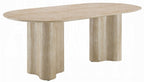 Acme DN03675-79-7PC 7 pc Jirina travertine look finish wood 79" oval double pedestal dining table set
