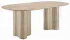 Acme DN03675-78-7PC 7 pc Jirina travertine look finish wood 79" oval double pedestal dining table set