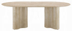 Acme DN03675-77-7PC 7 pc Jirina travertine look finish wood 79" oval double pedestal dining table set