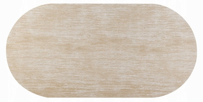 Acme DN03675-79-7PC 7 pc Jirina travertine look finish wood 79" oval double pedestal dining table set