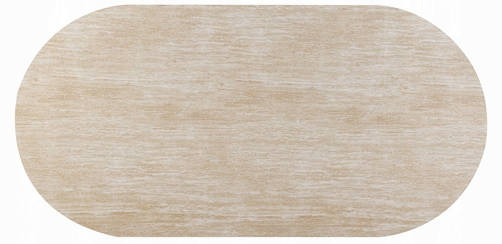 Acme DN03675-78-7PC 7 pc Jirina travertine look finish wood 79" oval double pedestal dining table set