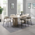 Acme DN03675-77-7PC 7 pc Jirina travertine look finish wood 79" oval double pedestal dining table set