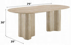 Acme DN03675-77-7PC 7 pc Jirina travertine look finish wood 79" oval double pedestal dining table set