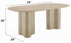 Acme DN03675-78-7PC 7 pc Jirina travertine look finish wood 79" oval double pedestal dining table set