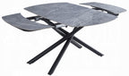 Acme DN03685-5PC  5 pc Hester grey ceramic top 79" dining table set black frame and grey chairs