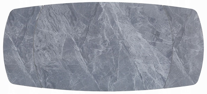 Acme DN03685-5PC  5 pc Hester grey ceramic top 79" dining table set black frame and grey chairs