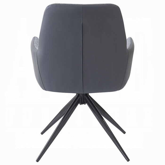 Acme DN03685-5PC  5 pc Hester grey ceramic top 79" dining table set black frame and grey chairs