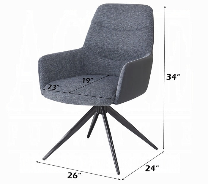 Acme DN03685-5PC  5 pc Hester grey ceramic top 79" dining table set black frame and grey chairs