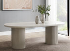 Acme DN03695-7PC 7 pc Laela bone white finish wood dining table set blue boucle fabric chairs
