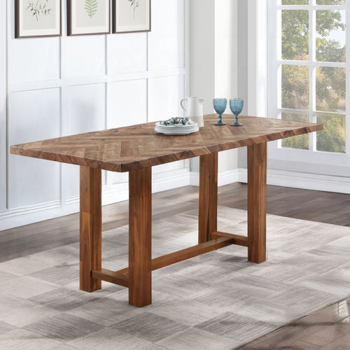 Acme DN03725-7PC 7 pc Gilsea brown finish wood plank look counter height dining table set