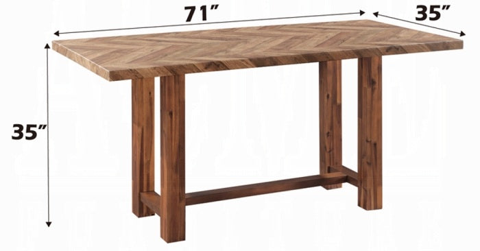 Acme DN03725-7PC 7 pc Gilsea brown finish wood plank look counter height dining table set