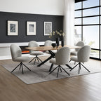 Acme DN03765-7PC 7 pc Lawton natural and black finish wood mid-century modern dining table set