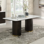 Acme DN03940-7PC 7 pc Clayten espresso finish wood marble top dining table set