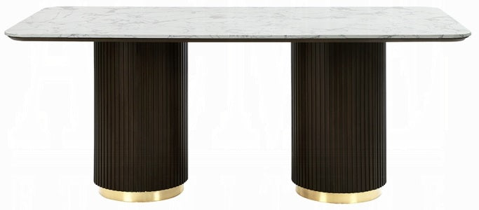 Acme DN03940-7PC 7 pc Clayten espresso finish wood marble top dining table set