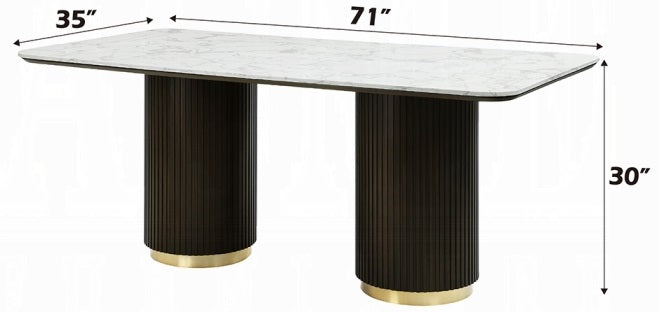 Acme DN03940-7PC 7 pc Clayten espresso finish wood marble top dining table set