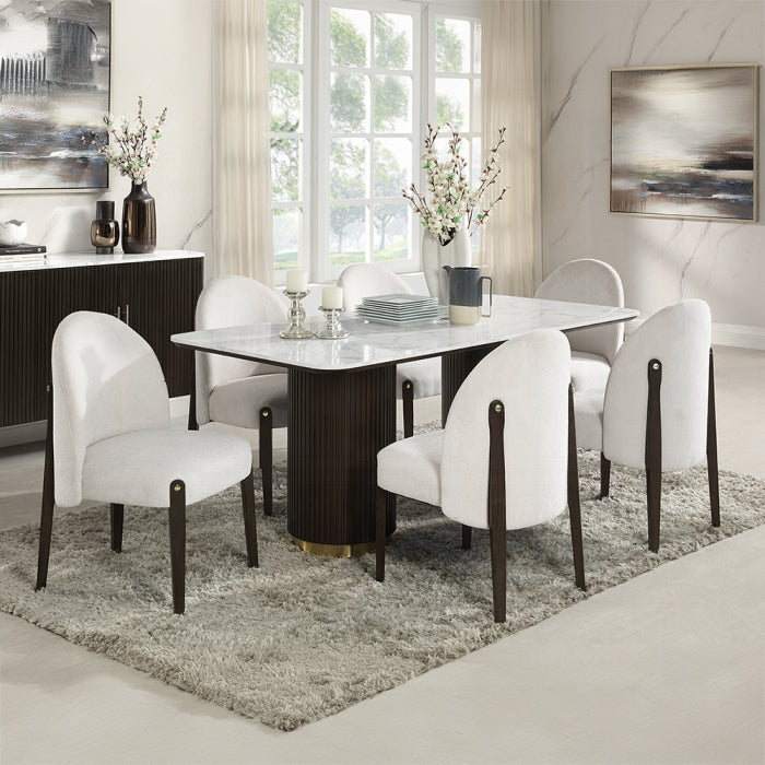 Acme DN03940-7PC 7 pc Clayten espresso finish wood marble top dining table set