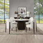 Acme DN03950-5PC 5 pc Clayten espresso finish wood 52" round marble top dining table set