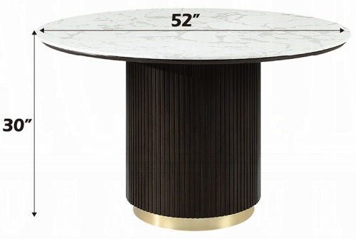 Acme DN03950-5PC 5 pc Clayten espresso finish wood 52" round marble top dining table set