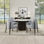 Acme DN03950-5PC 5 pc Clayten espresso finish wood 52" round marble top dining table set