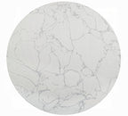 DN04055-5PC 5 pc Koen white and black engineered marble 48" round dining table set grey boucle chairs